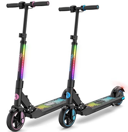 EVERCROSS EV06C Electric Scooter, 6.5\'\' Foldable Electric Scooter for Kids Ages 6-12, Up to 15 KM/H & 8 KM, LED Display, Colorful LED Lights, Lightweight Kids E-Scooter