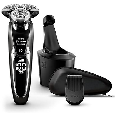 Philips Norelco Shaver 9700 with SmartClean, Rechargeable Wet/Dry Electric Shaver with Cleansing Brush Attachment, S9721/89