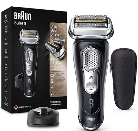 Braunn Series 9 9340s + Electric Shaver with 20% Longer Battery Life Charging Station Wet&Dry Electric Shaver Men\'s Precision Trimmer Black