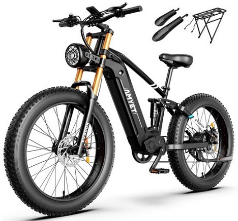 AMYET EV900X Electric Bike for Adults, 1000W/Peak 1500W Ebike with 52V 20Ah Removable Battery, 26\