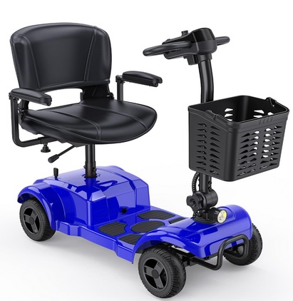 ENGWE EASE 1 Folding 4 Wheel Mobility Scooter,15 Mile Long Range, 250W Electric Powered Mobile Wheelchair for Seniors Adult with Detachable Basket, Front light (Blue, Large)