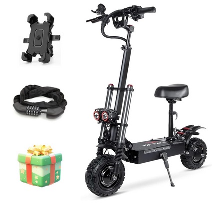 TIFGALOP T88 Electric Scooter High Power Dual Drive 5600W Motor Up to 45-50 MPH and 45 Miles Range 11 Inch Tubeless Off Road Tires Electric Scooter for Adults with Detachable Seat