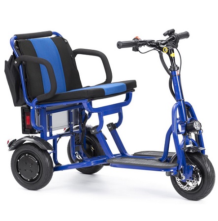 Culver Folding Mobility Scooter - Blue Lightweight Portable Scooter for Adults - 3 Wheel Motorized Scooter - Travel Scooters for Adults, Loads 280lbs, Only 49lbs - 15mi Range Electric Scooter Adults