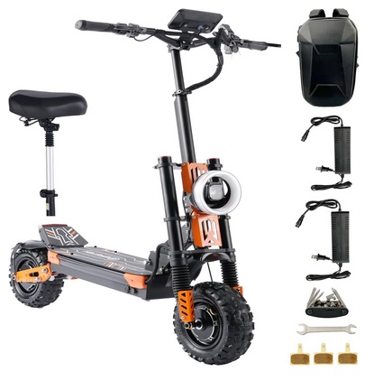 EFGTEK ES09 5600W Electric Scooter for Adults, 50 Mph Max Speed, 55 miles Max Range, 11in Off-Road Vacuum Tires, 60V 30Ah Foldable E Scooter with Despatchable Seat