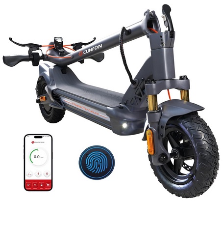 CUNFON RZ800 Electric Scooter Adults, Fingerprint Unlock and Music Player, 1200W Motor 31 MPH Foldable Kick Scooter. Up to 50 Miles, 48V 10.4AH Battery, 10.5\