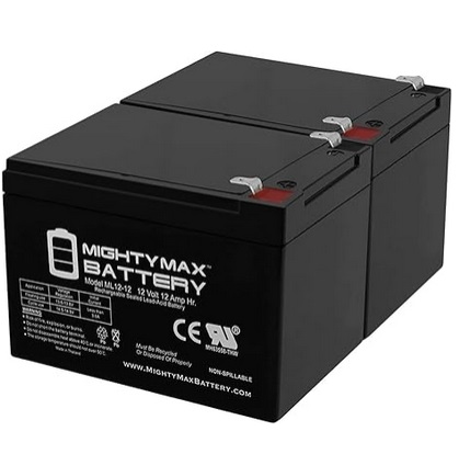 2 pack Mighty Max Battery 12V 12AH Batteries for Innuovo W3431 scooter