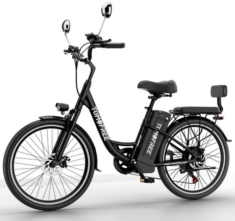 Tomofree CS20 Step Through Ebike for Adults 500W 48V 20Ah, 7 Gears, 50 Miles, 24in Beach Cruiser Ebike