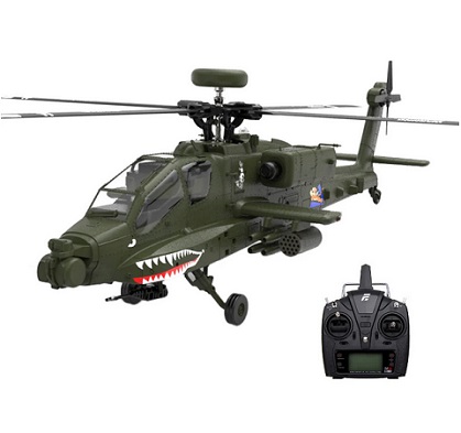 Eachine E250 AH-64 Apache 2.4G 6CH 6-Axis Gyro Dual Brushless Motor 1:32 Scale Flybarless RC Helicopter Compatible With Futaba S-FHSS Protocol - RTF with 2 Batteries