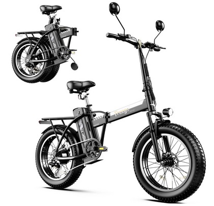 Freego B-20A Folding Electric Bike 500W Motor 1000W(Peak),28Mph Max Speed/48V/20Ah/50Mile Removable Battery 7 Speed Electric Dirt Bike, 20\