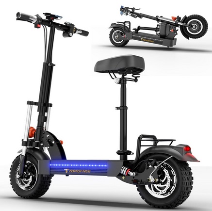 TOMOFREE MS11 Folding Electric Scooter 2400W Motor 40 Miles Ranger, 40MPH, 4-6 Hours Charging, LED Headlight Lighting, Powerful and Easy Travel