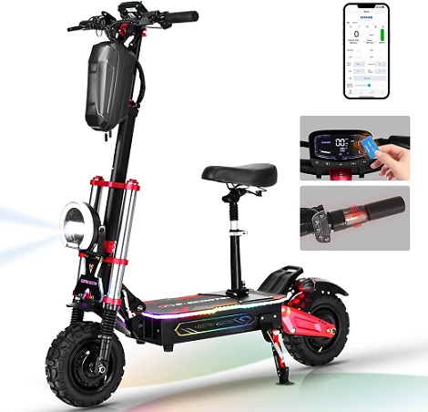 ANDBEE AB3 Electric Scooter 6000W Air-Cooled Dual Motor 4.8-inch Display NFC Activation App Control 11 inch Off-Road Adult Electric Scooter Dazzle Color Dynamic Acrylic Board