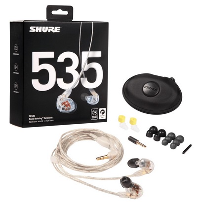 Shure SE535-CL Professional Sound Isolating Earphones, High Definition Sound + Natural Bass, Three Drivers, In-Ear Fit, Detachable Cable, Durable Quality - Clear