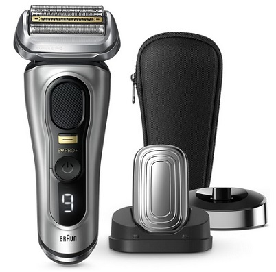 BRAUN Men\'s Shaver 9537s Series 9 PRO+ Rechargeable 4 Blades with Facial Beauty Head Silver