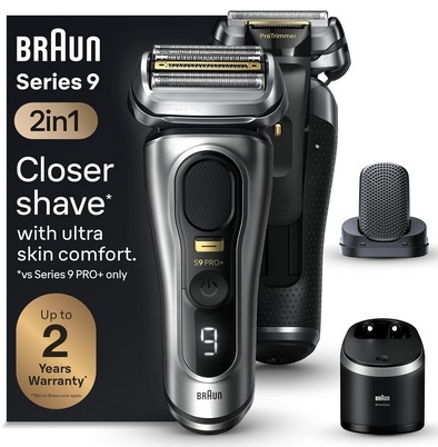 Braun Series 9 PRO+ 9597cc Electric Razor for Men, 5 Pro Shaving Elements and Shave-Preparing ProComfort Head for Closeness & Skin Comfort, 6in1 SmartCare Center, Wet or Dry Use, Charging Stand